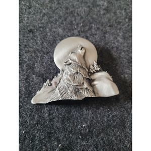 Rare Vintage Signed JJ Jonette Silver pewter Howling Wolf Brooch/Pin